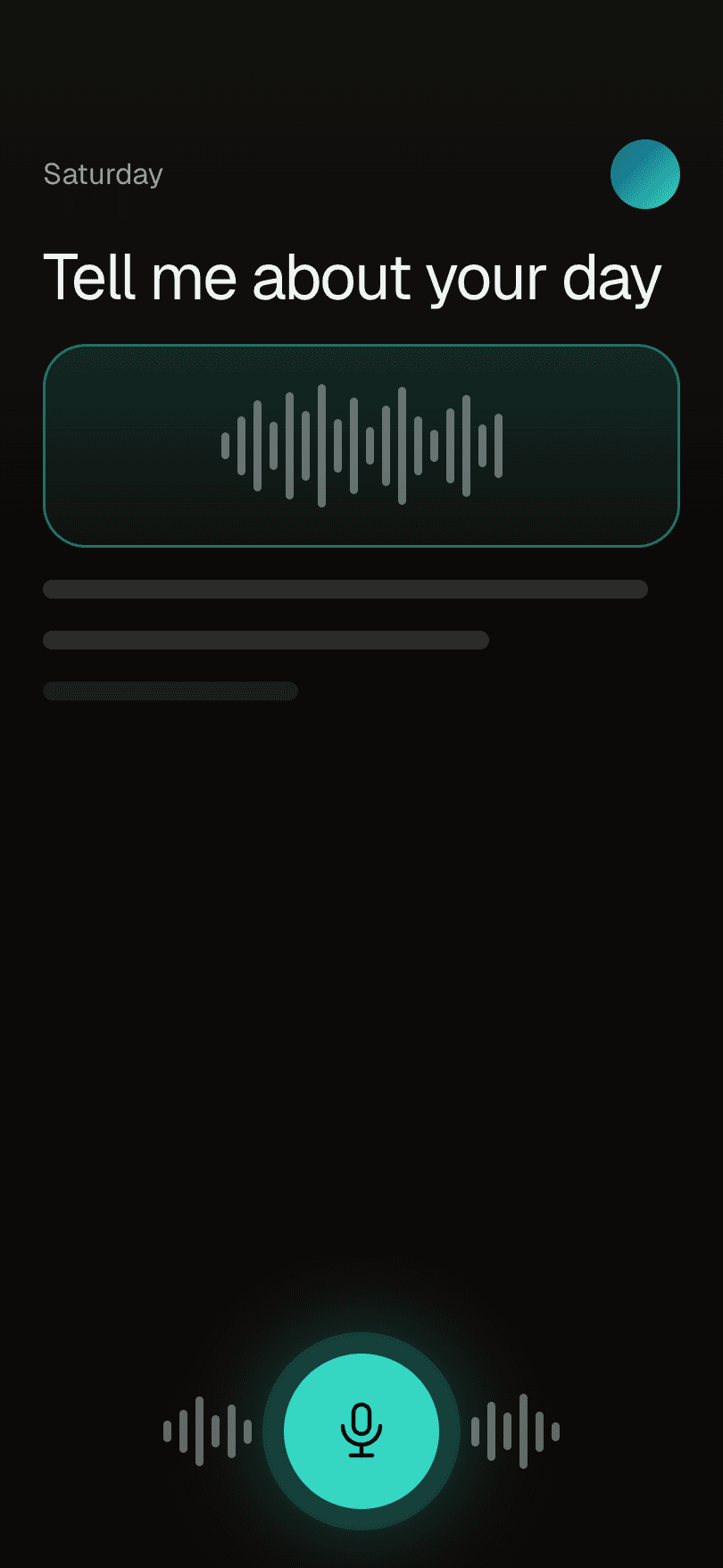 Illustrative JJournal screen: Speak your day, hands-free