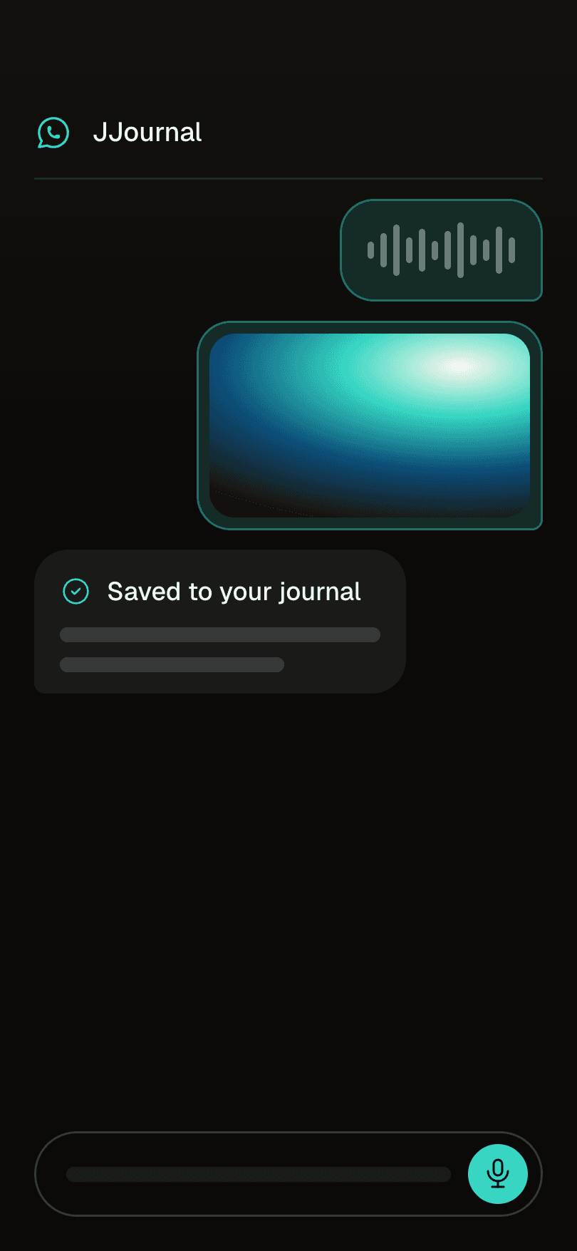 Illustrative JJournal screen: Journal right from WhatsApp