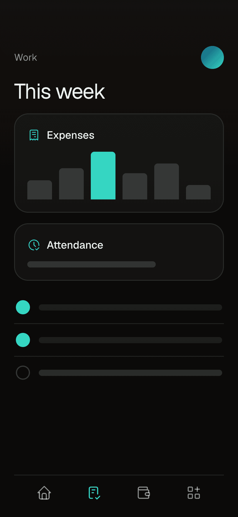 Illustrative Activity Hub: Tasks, expenses & attendance